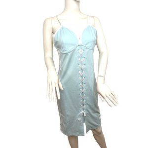 Adidas Originals Women’s Light Blue Laced Strap Dress M HK5088 color: Almost Blu